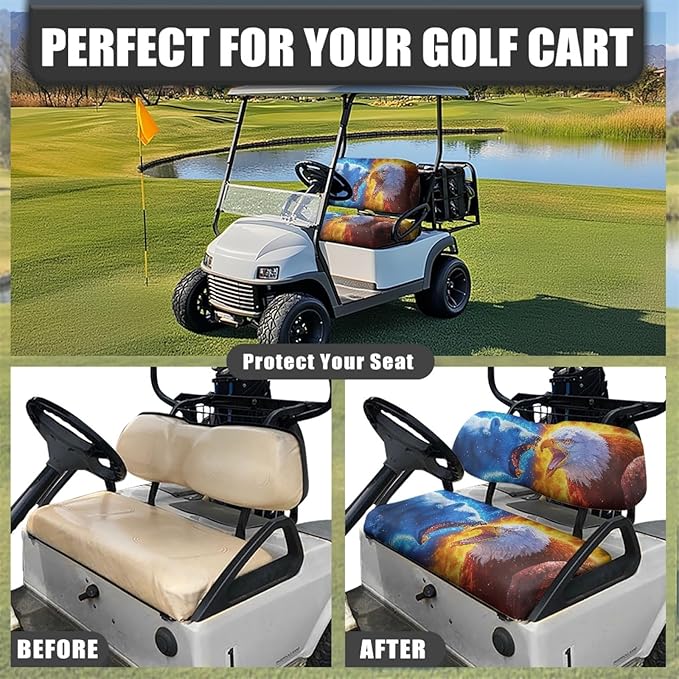 Fashion Print Golf Cart Seat Covers 2 Passenger Golf Cart Backrest Cover Golf Cart Seat Towel Gift for Friends