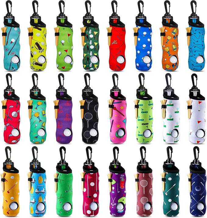 WILLBOND 24 Pcs Golf Ball Carry Bag Tee Holder for Neoprene Pouch Portable with Hook Accessories for Men Women