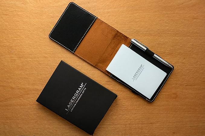 LaserGram Mini Padfolio with Notepad and Pen, Golfer Golfing, Personalized Engraving Included (Carbon Fiber Black with Silver)