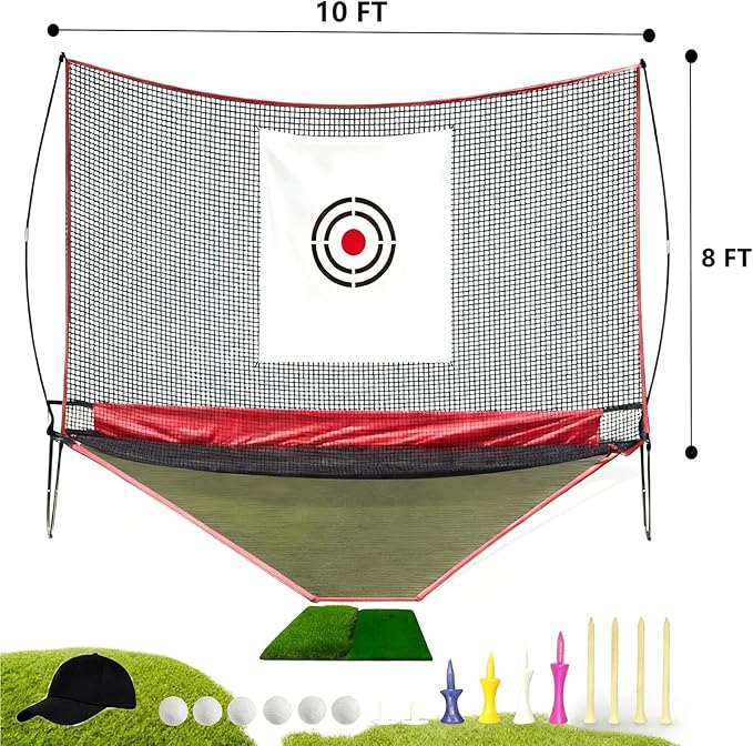 Professional Golf Practice Net - 10x8FT Large Backyard Hitting Net & Automatic Ball Return Design for Outdoor Driving Range Adults Training