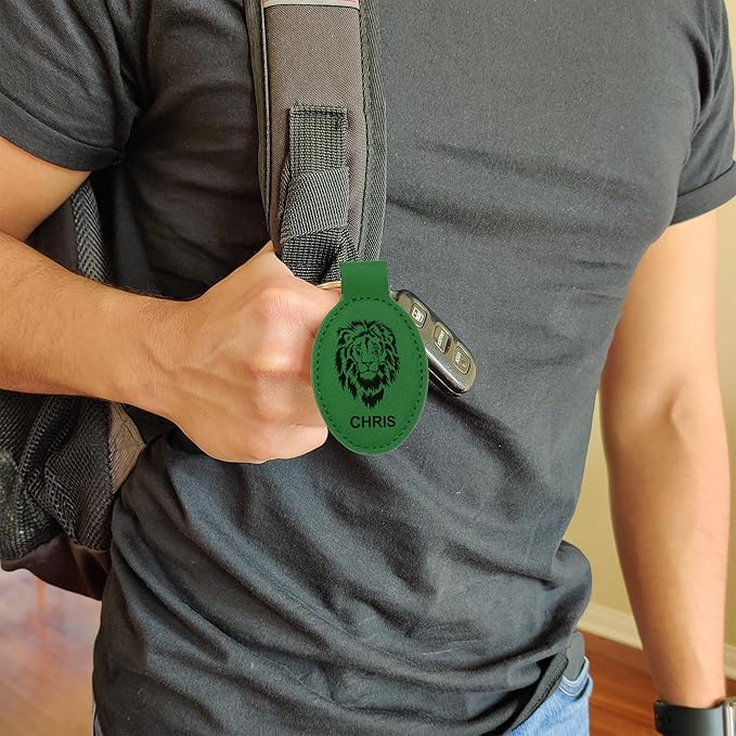 LaserGram Oval Keychain, Off Road Racer, Personalized Engraving Included (Green)