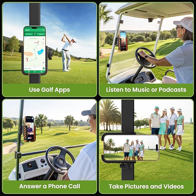 Magnetic Golf Cart Phone Holder - Premium N52 Magnet Phone Caddy Compatible with EZGO, Club Car, Yamaha, Universal Secure Mount for iPhone, Samsung & Smartphone, Durable Golf Accessories for Men Women