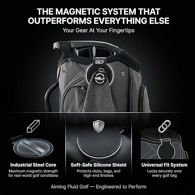 Magnetic Golf Landing Pad – Industrial Steel Core, Universal Fit for All Golf Bags, Soft-Safe Protection Layer – Secure Mount for Magnetic Golf Towels, Rangefinder & Accessories