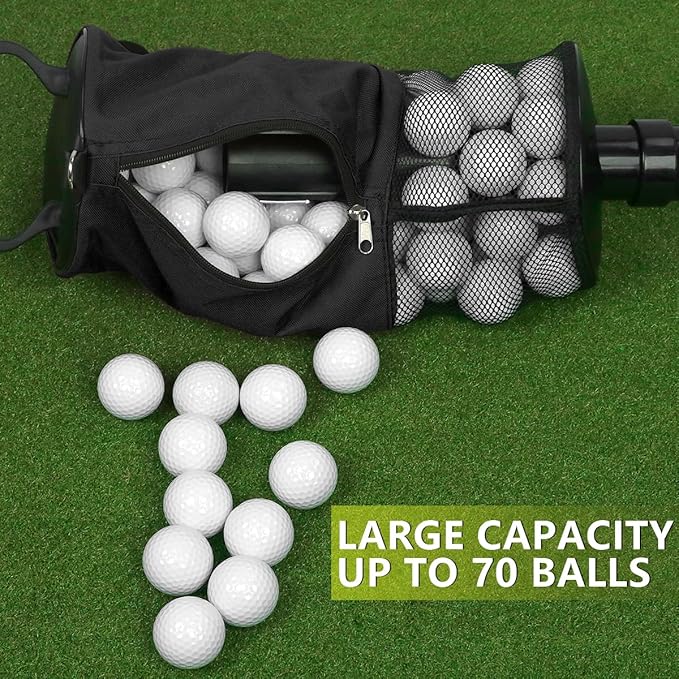 HOW TRUE Golf Ball Retriever, Portable Shag Bag Golf Ball Pick Up with Removable Plastic Tube, Pocket Shagger Storage