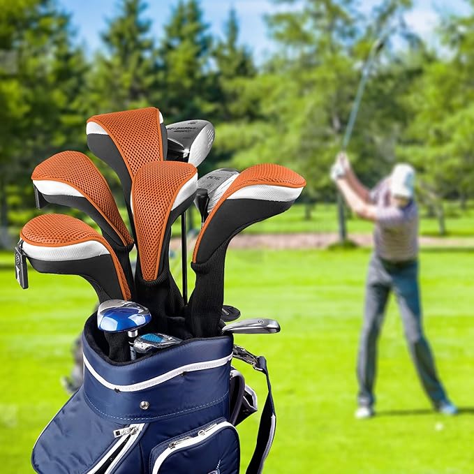 Andux 3pcs/Set Golf 460cc Driver Wood Club Head Covers Long Neck with No. Tags