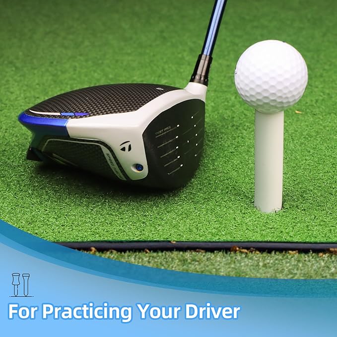 Rubber Golf Tees for Mats, Golf Tee Holder for Driving Range & Simulator, Unbreakable Golf Mat Tee - Golf Accessories for Indoor & Outdoor Practice, 6 Sizes Rubber Tees & 2 Sizes Tees (32 Pcs)