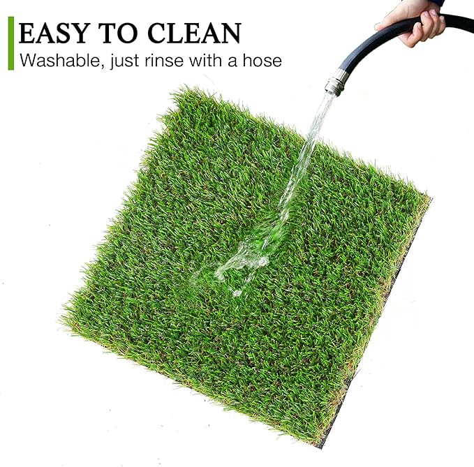 GLOBREEN Artificial Grass Squares Placemats Green Christmas Table Centerpiece Decor Golf Theme Party, Birthday, Baby Shower, Dining, 12" x 12", 6 Pack