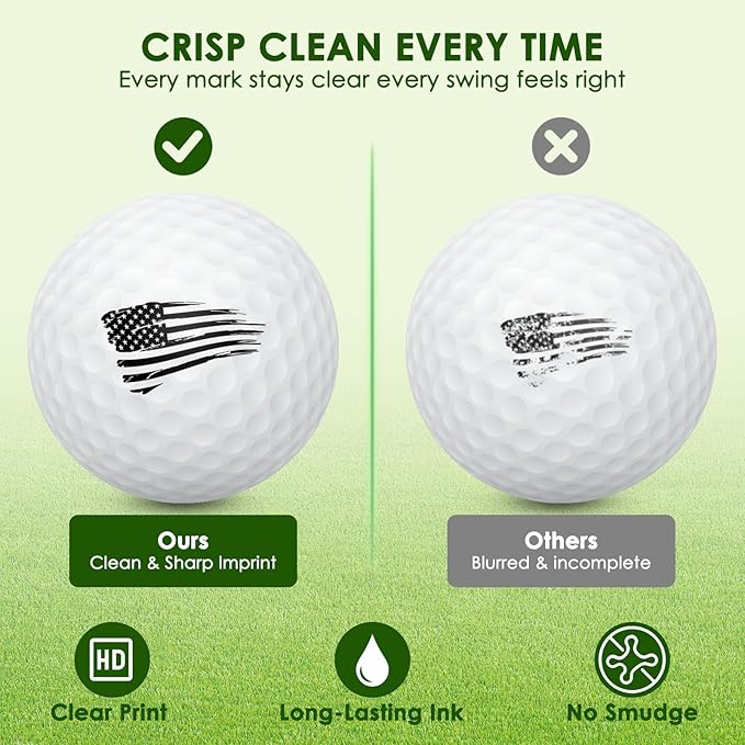 New Personalized Golf Ball Stamp – Upgraded Larger Imprint, Self-Inking Quick-Dry Waterproof Ink, Custom Name/Initials/Logo, Metal Gift Case & Refill – Great for Golfers