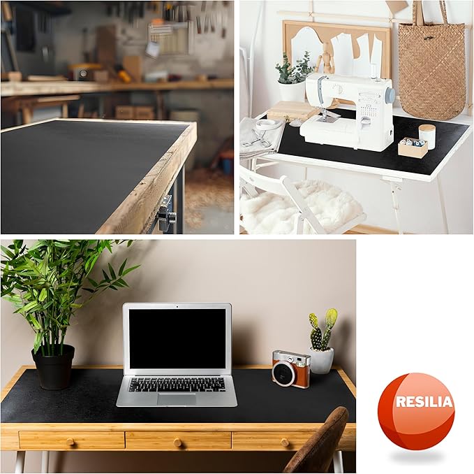 RESILIA Work Bench Mat - 22" X 96" X 0.06" Scratch-Resistant PVC Mats - Protect Your Workbench, Table, or Tool Station from Painting, Woodworking, Crafting, Building, & More, Black, Made in USA