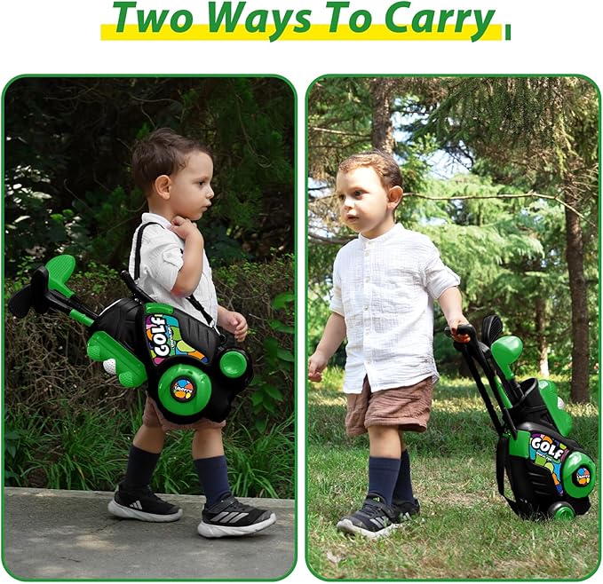 Liberry Toddler Golf Set for Boys Girls Age 2 3 4, Kids Golf Cart with Putting Mat, Outdoor Indoor Sports Toys Birthday Gifts, Black