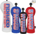 Craftsman Golf Headcover Set for Driver 3 5 Fairway Wood Hybrid Golf Club Head Cover, USA Flag Old Glory Design Golf Club Covers,Interchangeable Number Tag Offered