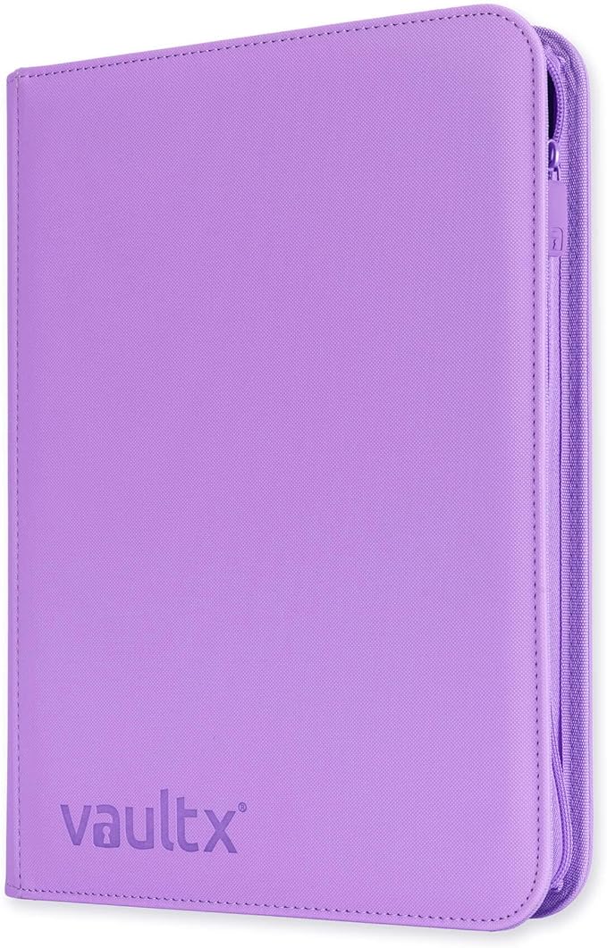 Vault X 9 Pocket Trading Card Zip Binder, 360 Cards, Premium Exo-Tec Album Material, 20 Side-Loading Pages, Folder for Collectible Games, Sports, TCG (Purple)