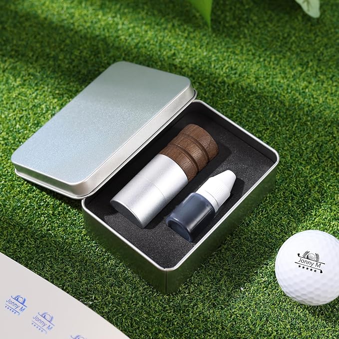 Golf Ball Stamp Personalized Marker - Premium Metal Custom Golf Ball Stamp - Quick-Dry Ink Monogram Identifier - Unique Golfing Accessories Gifts for Men Dad