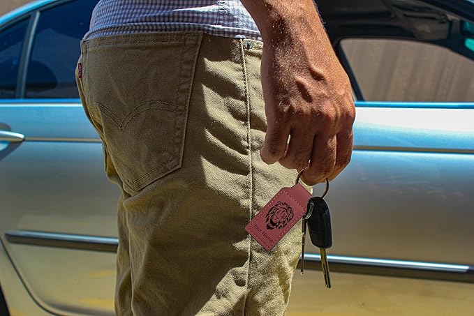 LaserGram Rectangle Keychain, Coat of Arms Germany, Personalized Engraving Included (Burgundy)
