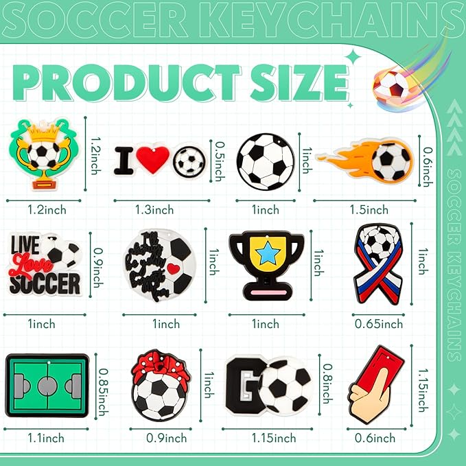 Batiyeer 72 Pack Soccer Keychains Bulk Party Favors Sports Ball Key Chains Funny Keyring Gifts for Women Men Birthday Supplies
