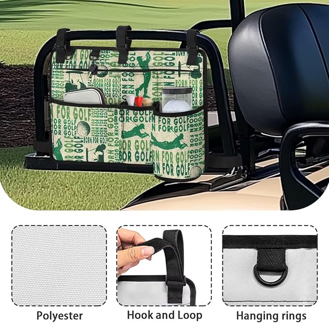 Golf Ball Golf Cart Rear Seat Organizer Universal No Drilling Storage Bag Lightweight Accessories