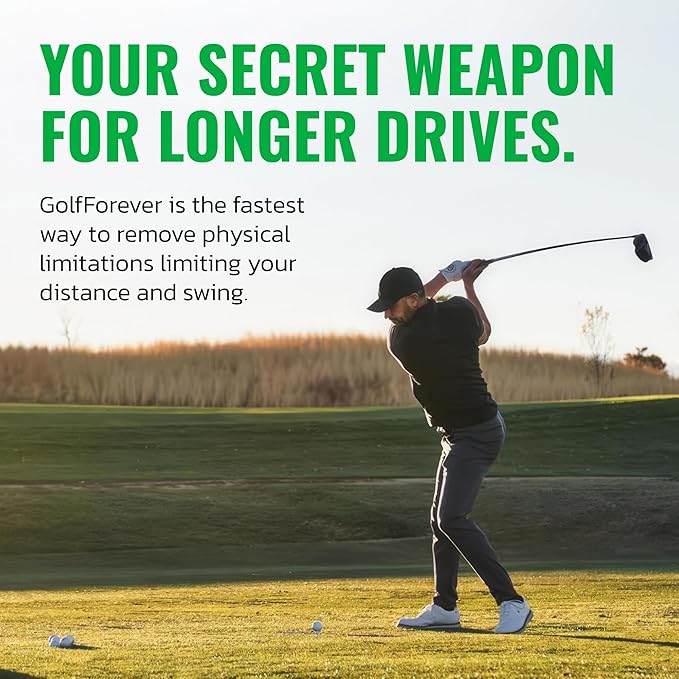 GolfForever Swing Trainer + 3-Month App Membership – Golf Exercise & Pain Relief Video Routines – Improve Flexibility, Gain Distance, Build Strength & Reduce Golf-Related Pain