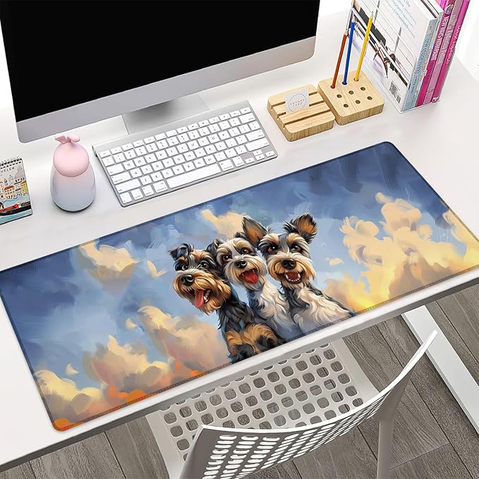 Yorkshire Terriers Gaming Mouse Pad Gifts 31.5" x 11.8", Non-Slip Rubber Base MousePads for Computers Laptop School Office Home Accessories Decor, Mouse Pad, Keyboard Desk Mat
