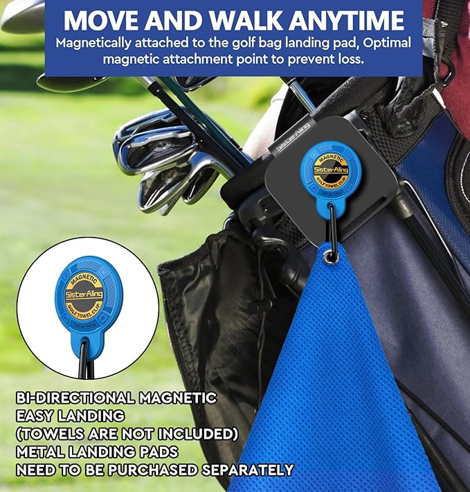 Magnetic Clip for Golf Towel,Removable Industrial Magnetic Accessories Design for Strong Hold to Golf Carts or Clubs (2, Blue)
