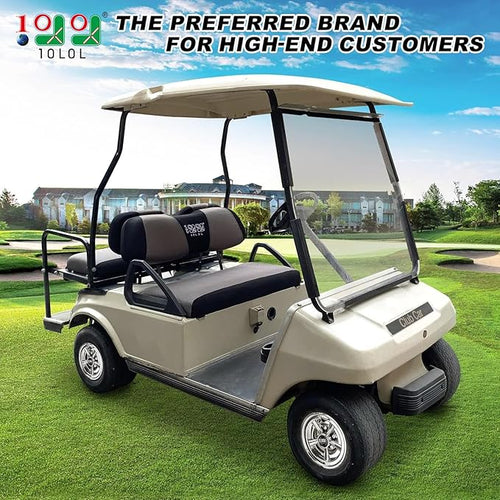 10L0L Golf Cart Front Rear Seat Cover Set for EZGO TXT RXV & Club Car DS 2000-up(Flat Backrest), Made w/ 3D Air Mesh Polyester Fabric Breathable Washable