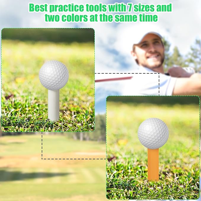 Skylety 24 Pcs 6 Size Rubber Golf Tees for Mats Plastic Golf Tee Holder in 2 Colors Rubber Holders for Simulator and Driving Range Indoor Outdoor Practice Accessories 1.5 2.13 2.27 2.5 3 3.25 Inch