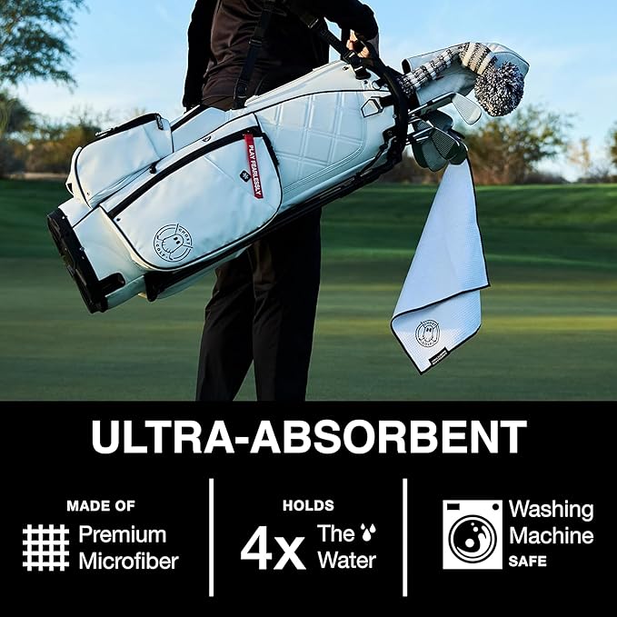 Ghost Golf Magnetic Towel (Greenside) - Premium Ultra-Absorbent Microfiber Golf Towel with Magnet for Golf Carts or Clubs - 18" x 18" Golfing Gear - Waffle Weave Pattern (Hot Pink)