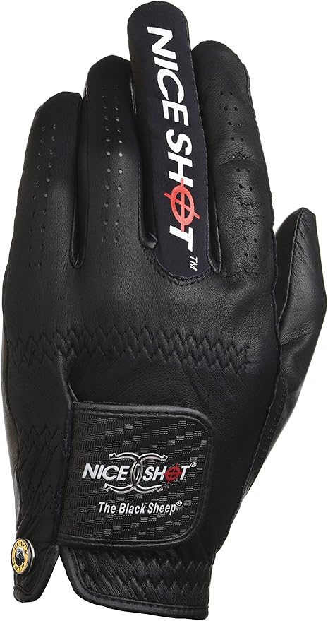Nice Shot The Bird Men's Golf Glove in Black Cabretta Leather