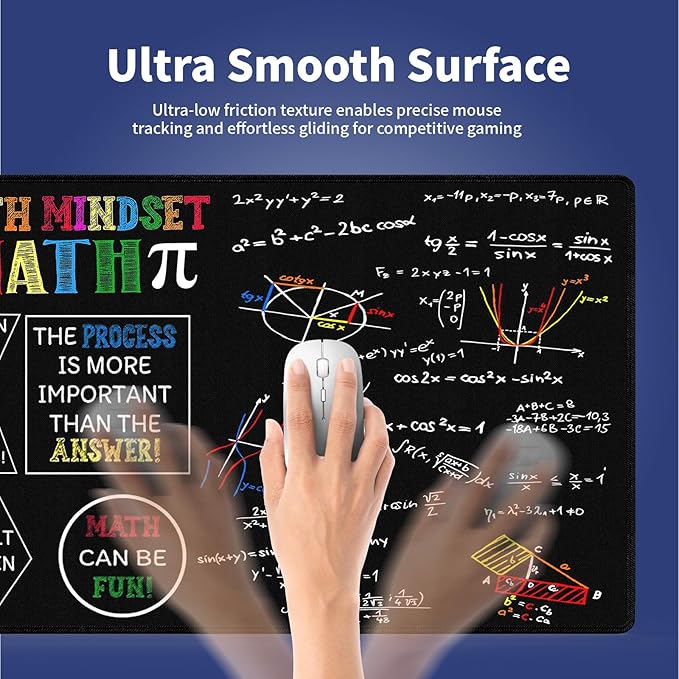 Wknoon. Extra Large Gaming & Office Mouse Pad (31.5" x 11.8") – Math Science Inspirational Quote Colorful Formulas Slide Design, Premium Anti-Slip XXL Desk Mat with Durable Stitched Edges