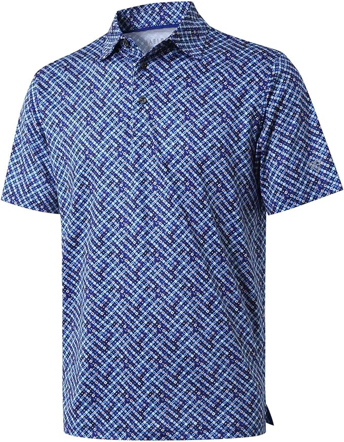 Golf Shirts for Men Dry Fit Short Sleeve Print Performance Moisture Wicking Polo Shirt