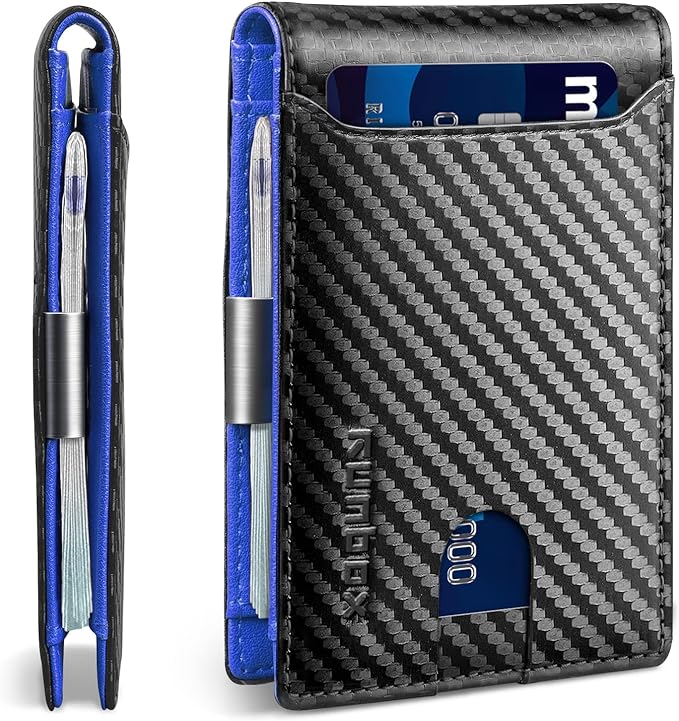 RUNBOX Money Clip Wallets for Men,Slim Leather Mens Bifold Wallet,RFID Blocking Front Pocket Wallet,Thin Credit Card Holder with Gift Box