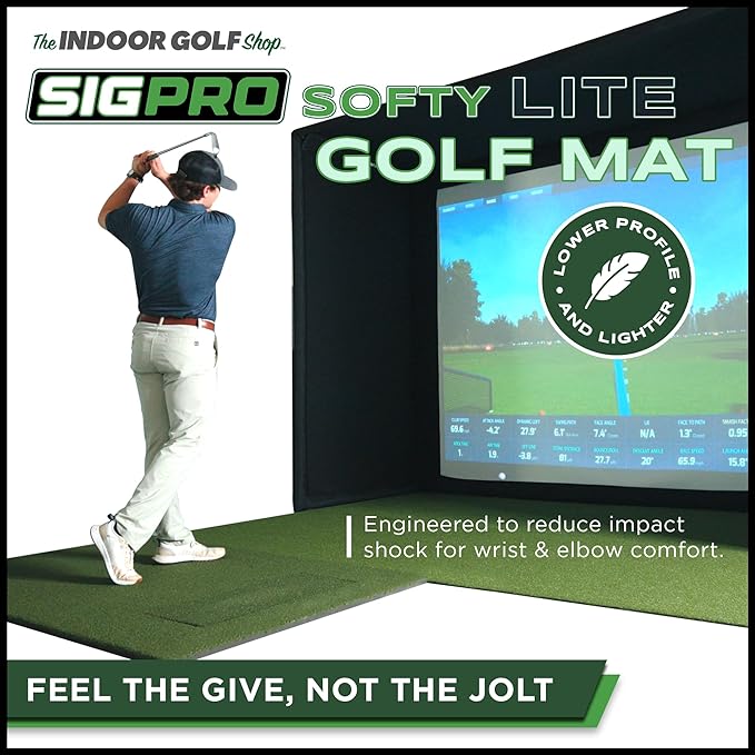 SIGPRO Softy LITE Golf Mat - Lightweight, Space-Saving, Professional-Grade Practice Mat, Realistic Fairway Feel - Replaceable Hitting Strip, Responsive Cushioning & Joint-Friendly
