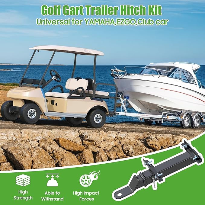 10L0L Heavy Duty Golf Cart Trailer Hitch Kit with 2" Receiver - Under Rear Seat/Footrest Mount, Universal Fit for Yamaha, EZGO, Club Car - Easy Installation