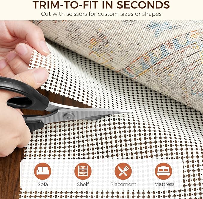 BAGAIL BASICS 2 x 6 FT Rug Pad Gripper for Hardwood Floors, Non Slip Rug Pads for Area Rugs, Extra Thick Under Rug Padding, Protect Your Rugs & Floors