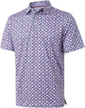 Golf Shirts for Men Dry Fit Short Sleeve Print Performance Moisture Wicking Polo Shirt