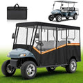Golf Cart Enclosure for 6 Passenger, 600D Waterproof Golf Cart Rain Cover with Clear PVC Windshields, Compatible with Club Car & EZGO, Fits Extended Roof, Roll-Up Doors & Windproof Straps