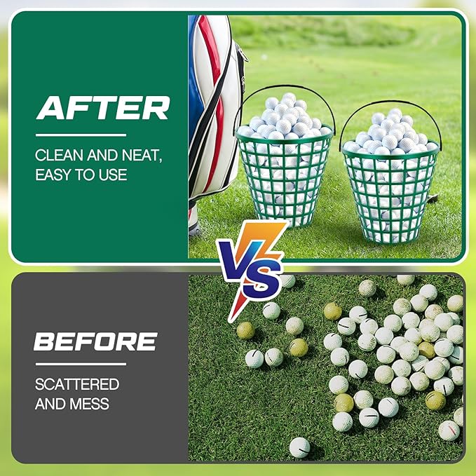 2 Pcs Golf Ball Basket, Can Hold Balls Golf Ball Container with Handle Ball Holder Contain Stadium Accessories Golf Ball Storage Bucket for Golf Storage Accessories