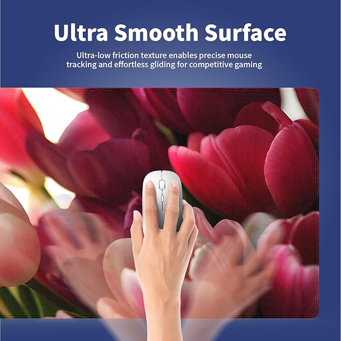 Wknoon. Extra Large Gaming & Office Mouse Pad (31.5" x 11.8") with Durable Stitched Edges – Bouquet of Tulips Flowers Pink and Purple Blossoms Girly Floral Close-up, Anti-Slip Extended XXL Desk Mat