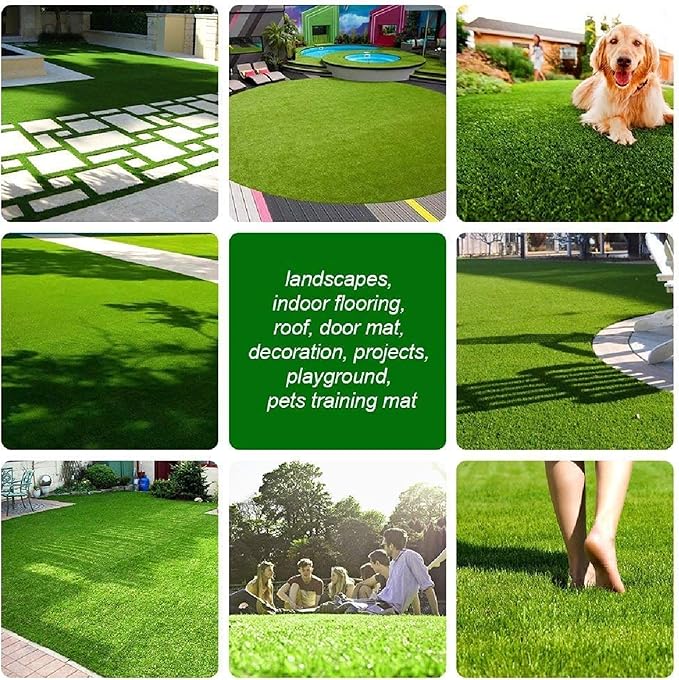 Artificial Grass Turf, 11ft x 24ft (264 ft²) Indoor Outdoor Fake Astroturf Rug Carpet Mat for Balcony Decor Backyard Patio Backdrop Fence Wall Decorations Dogs