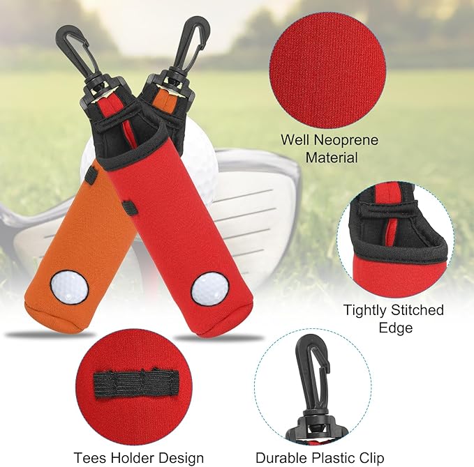 PATIKIL Golf Ball Carry Bag Golf Tee Holder Pouch Portable Neoprene Golf Ball Holder with Clip for Men and Women