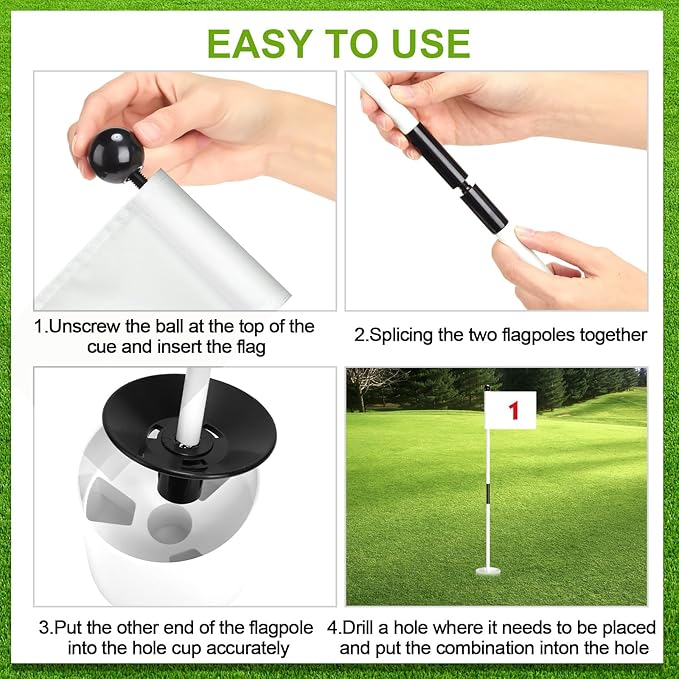 Hungdao 10 Set Golf Flagstick Mini Putting Green Flag for Yard Golf Pin Hole Cup and Flag Set Portable Practice Putting Green Flagsticks for Driving Range Backyard Gift Idea (Normal,Mixed)