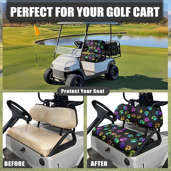 Fashion Print Golf Cart Seat Covers 2 Passenger Golf Cart Backrest Cover Golf Cart Seat Towel Gift for Friends