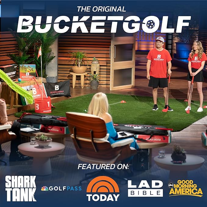 bucketgolf Original Game 3-Hole Travel Set – #1 Backyard Golf Game for Adults. Ideal for Yard, Beach, Park, Camping, and Outdoor Fun