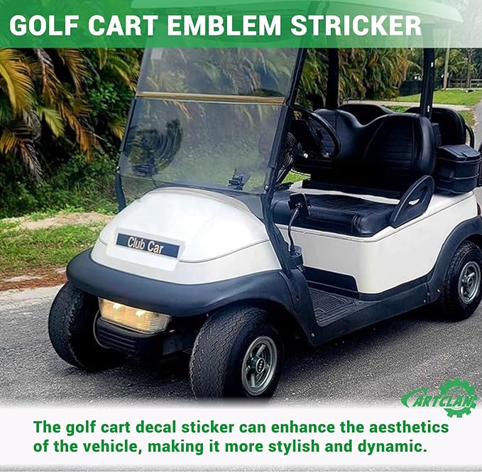 Golf Cart Emblem Stricker, Golf Cart Black Gold Decal Suitable for Club Car Precedent Golf Carts, Name Plate for Club Car Precedent Size 15.74" x 2.24", OEM#: 102502601/103816601