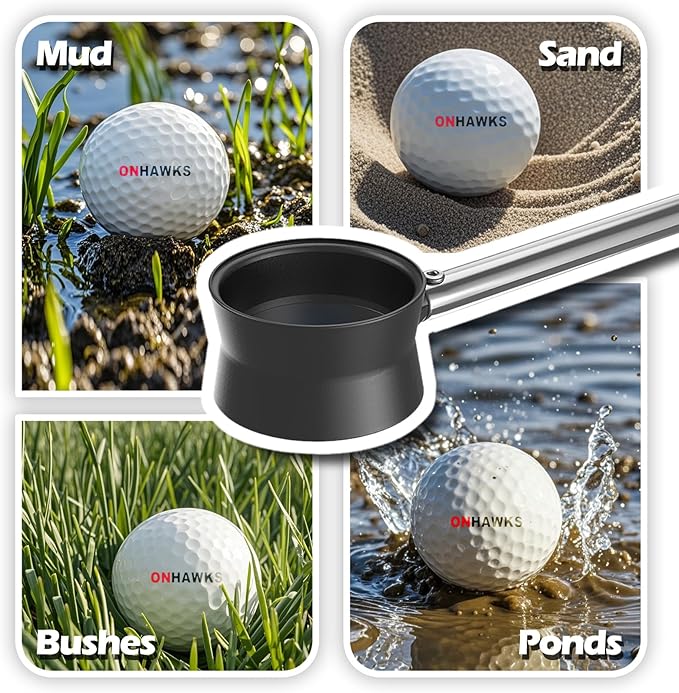 Golf Ball Retriever for Water,Telescopic 12Ft/9Ft Stainless Steel Shaft Two-Sided Easy Pick Up Balls,Unbreakable Head Retriever Tool Golf Accessories Golf Gift for Men