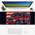 American Flag Fire Truck Gaming Mouse Pad, Desk Mat, Non-Slip Rubber Base Cool Aesthetic MousePads for Computer Laptop Keyboard Office School Home Desktop Accessories Decor 31.5" x 11.8"