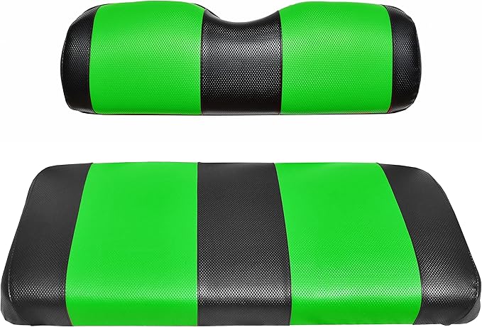 Seat Cover Replacement for Yamaha Drive or G-29 Golf Cart - Front Bench Seat - Premium Marine Vinyl - 5 Panel Stitching - Staple On Installation - Two-Tone Golf Cart Seat Covers (Black & Lime Green)