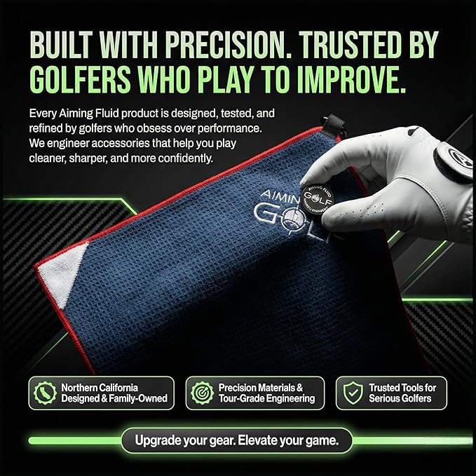 Magnetic 3-Stage Cleaning System Golf Towel - Microfiber Rag with Magnet for Golfcart Bags for Men and Women Golfers Accessories (Gunmetal Grey, 16" x 24" Stubby)