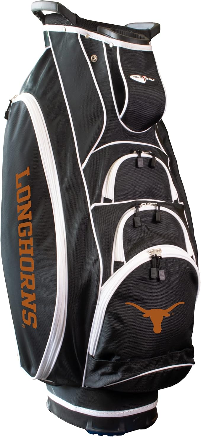 Team Golf NCAA Lightweight, 10-Way Club Divider, Spring Action Stand, Insulated Cooler Pocket, Velcro Glove and Umbrella Holder & Lift Assist Handles