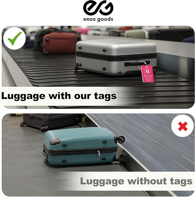 Personalized Luggage Tag | 10 Pack | Custom Luggage Tags for Suitcases | Kids Backpack Tag | 10 Color Options & Choose Font, Font Color