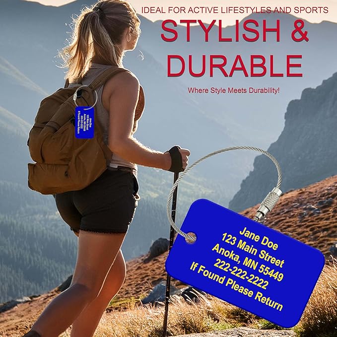 High Visibility Multi Pack Customized Tavel ID Tag - Luggage Tag - Golf Bag ID - Personalized ID Travel Tag - Imprinted Luggage Tag - Luggage, Bikes, Sport Equipment and More. (2)